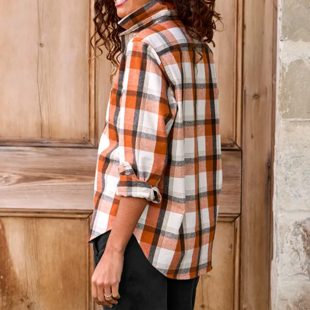 Women FRANK ET EILEEN Frank & Eileen - Chemise Eileen - Carreaux Orange et Marron