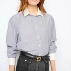 Women GERARD DAREL - Chemise à rayures et col blanc - Anthracite