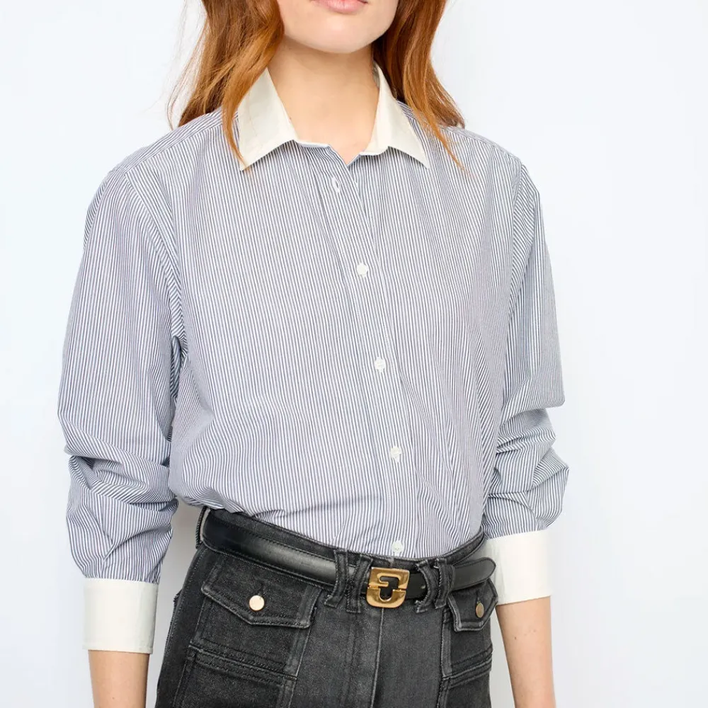Women GERARD DAREL - Chemise à rayures et col blanc - Anthracite