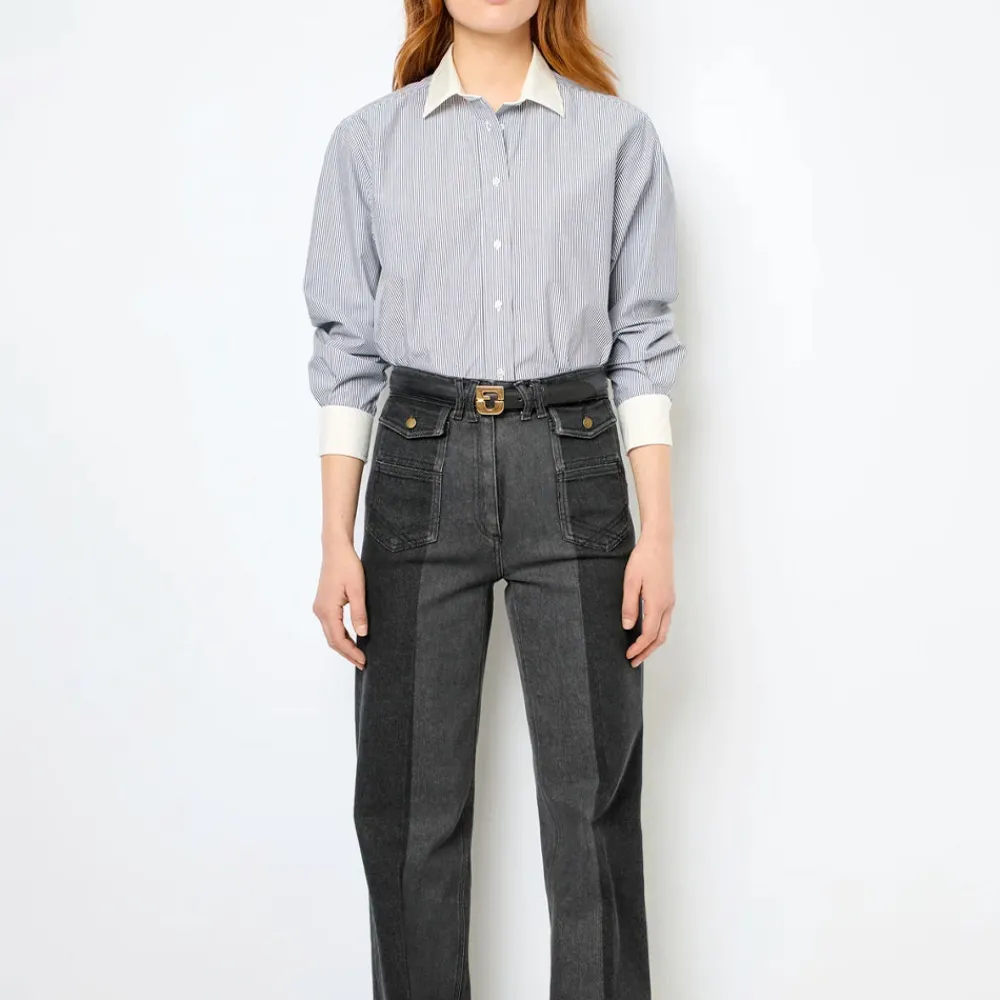 Women GERARD DAREL - Chemise à rayures et col blanc - Anthracite