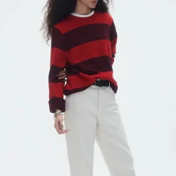 Women GUEST IN RESIDENCE - Pull Stripe Crew - Rouge & Prune
