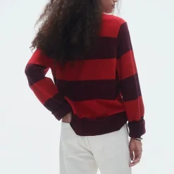 Women GUEST IN RESIDENCE - Pull Stripe Crew - Rouge & Prune