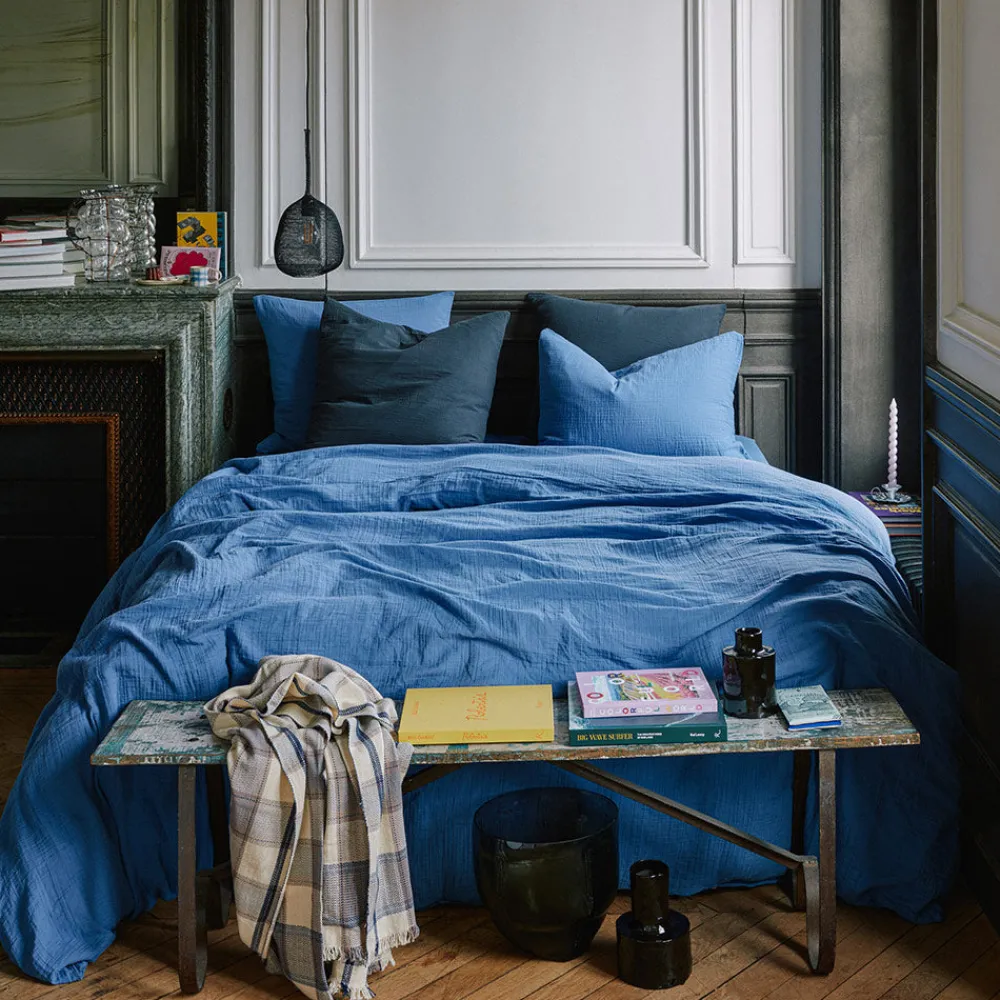 2100 GAZEX Housse de couette en gaze de coton - Bleu Pompidou