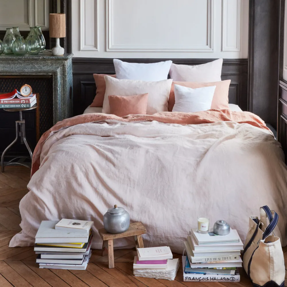 200 LINTEX Housse de couette en lin lavé - Beige Rosé