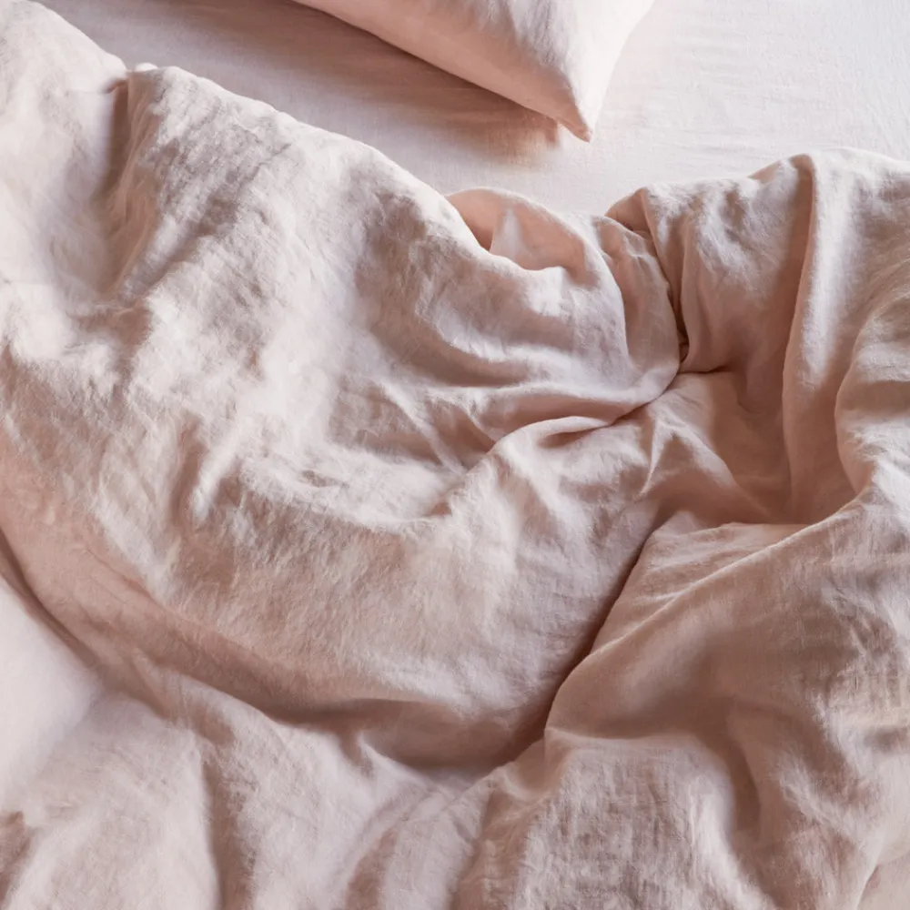 200 LINTEX Housse de couette en lin lavé - Beige Rosé
