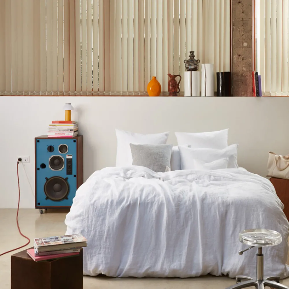 200 LINTEX Housse de couette en lin lavé - Blanc Optique