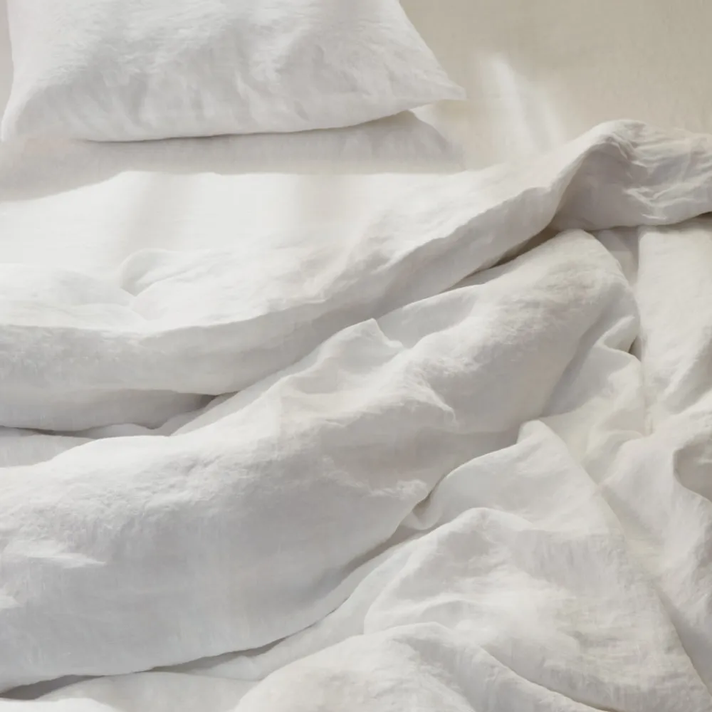 200 LINTEX Housse de couette en lin lavé - Blanc Optique