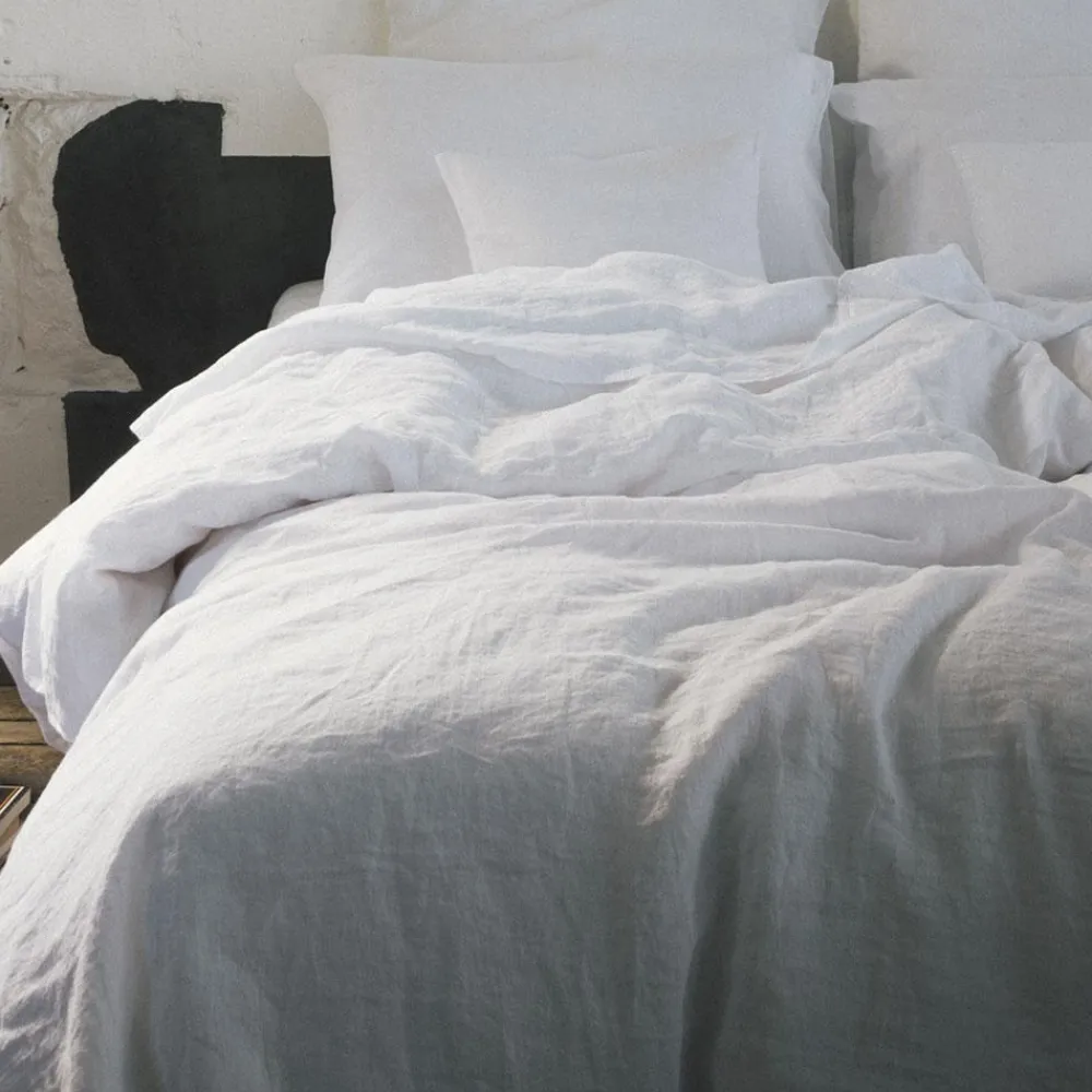 200 LINTEX Housse de couette en lin lavé - Blanc Optique