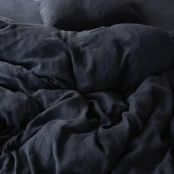 200 LINTEX Housse de couette en lin lavé - Bleu Encre
