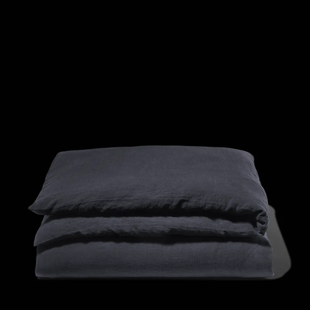 200 LINTEX Housse de couette en lin lavé - Bleu Encre