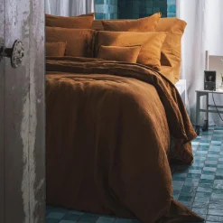 200 LINTEX Housse de couette en lin lavé - Brique de Sienne