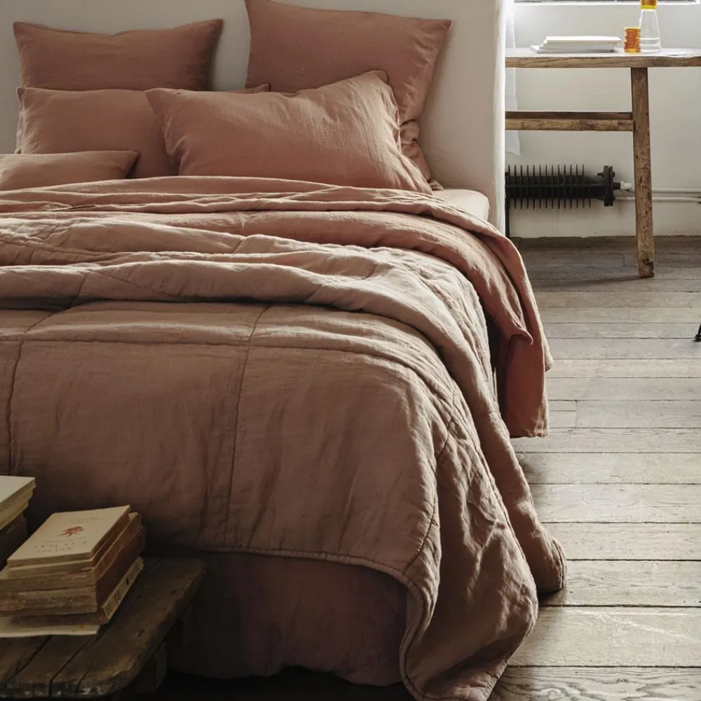 200 LINTEX Housse de couette en lin lavé - Rose Argile