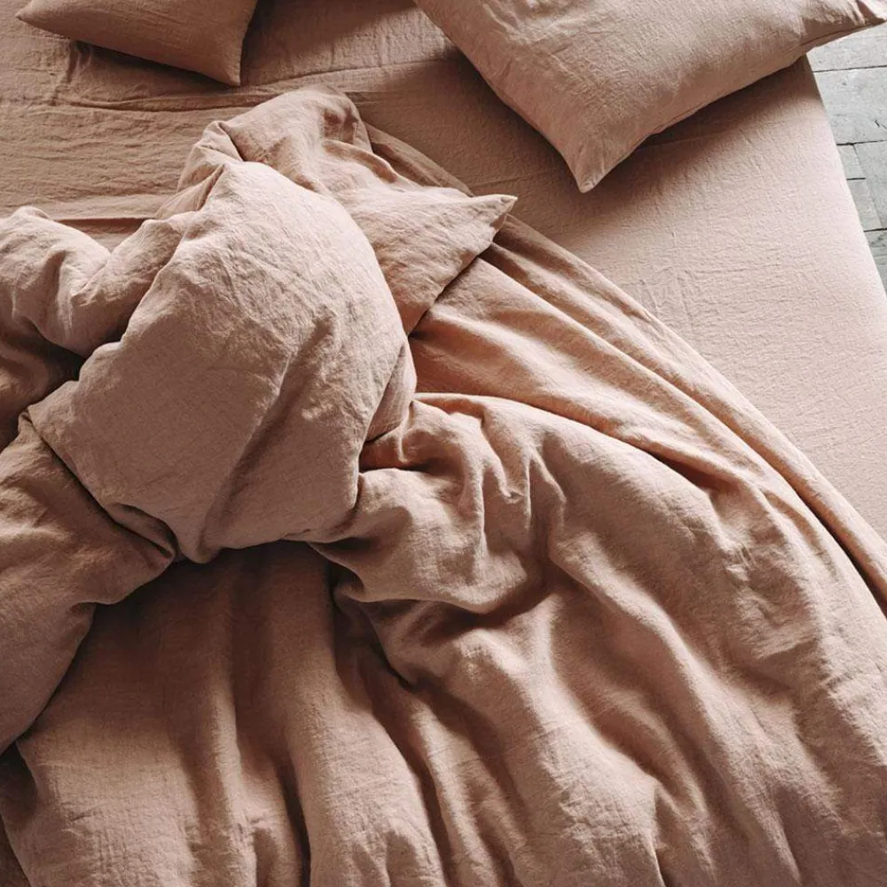200 LINTEX Housse de couette en lin lavé - Rose Argile