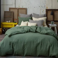 200 LINTEX Housse de couette en lin lavé - Vert d'Anduze