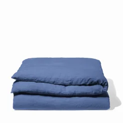 200 LINTEX Housse de couette en lin lavé - Bleu Paros