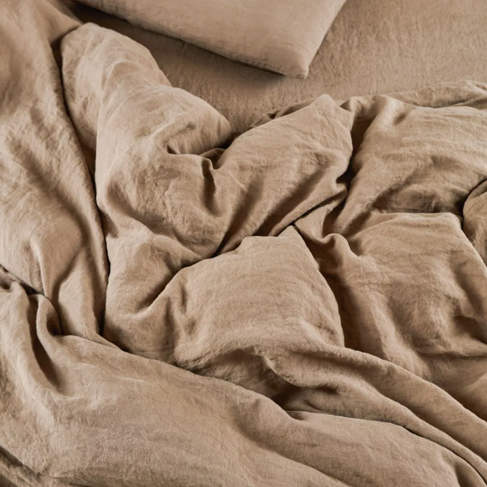 200 LINTEX Housse de couette en lin lavé - Brun Cha Iro