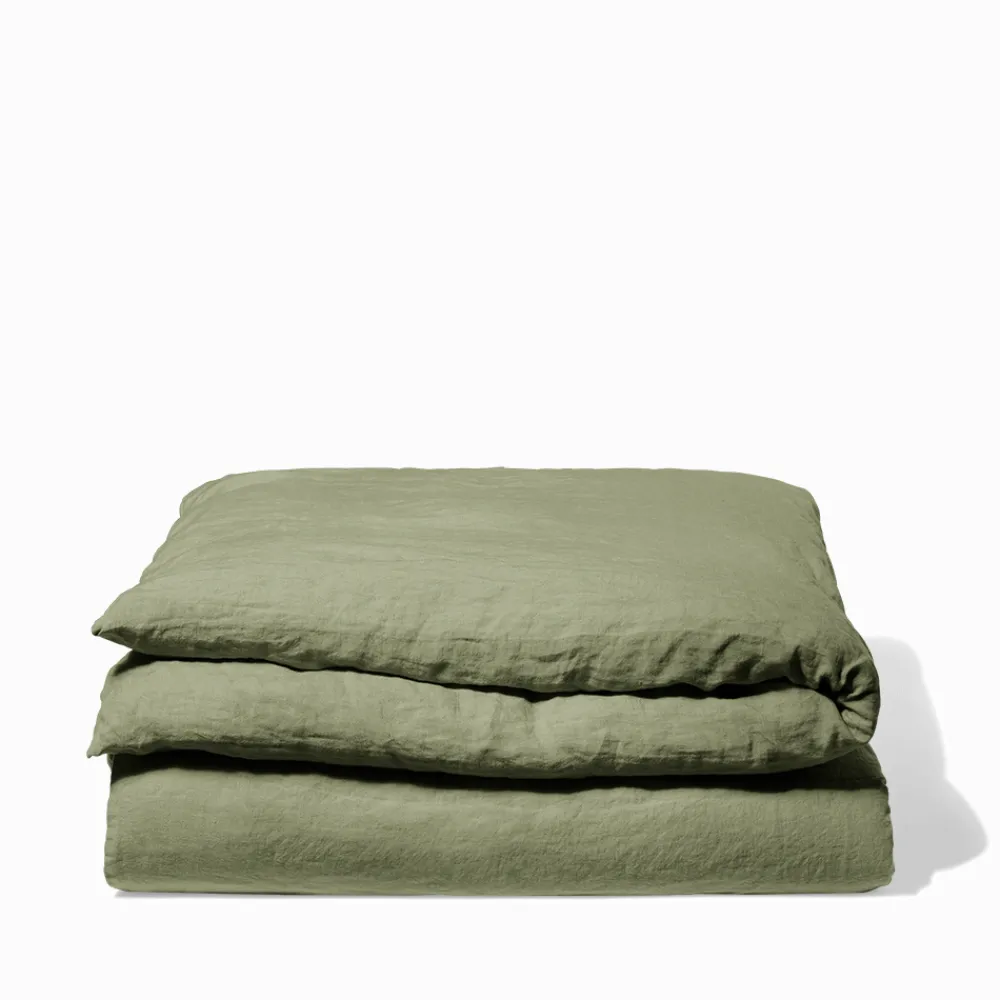 200 LINTEX Housse de couette en lin lavé - Vert Komorebi