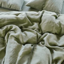 200 LINTEX Housse de couette en lin lavé - Vert Komorebi