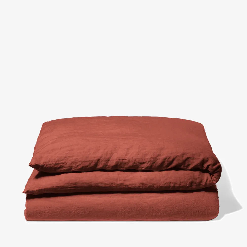 200 LINTEX Housse de couette en lin lavé - Rouge Urushi
