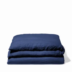 200 LINTEX Housse de couette en lin lavé - Bleu Shibori
