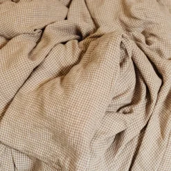 200 LINTEX Housse de couette en lin lavé - Carreaux Brun Cha Iro