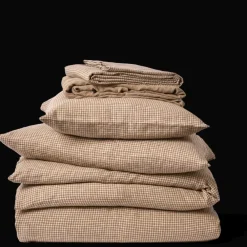 200 LINTEX Housse de couette en lin lavé - Carreaux Brun Cha Iro