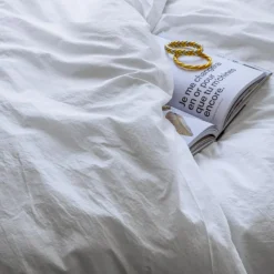1700 COTEX Housse de couette en percale de coton - Blanc Craie