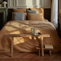 1700 COTEX Housse de couette en percale de coton - Brun Sarrasin