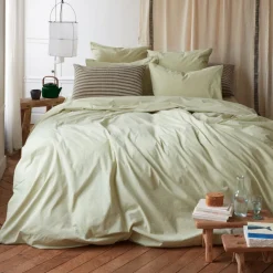1700 COTEX Housse de couette en percale de coton - Vert Sauge
