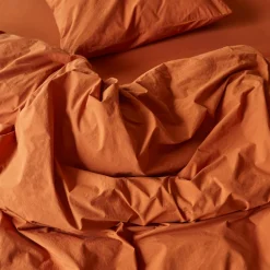 1700 COTEX Housse de couette en percale de coton - Rouge Ocre