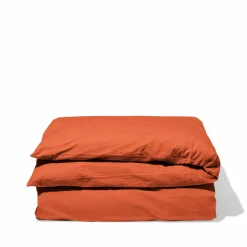 1700 COTEX Housse de couette en percale de coton - Rouge Ocre