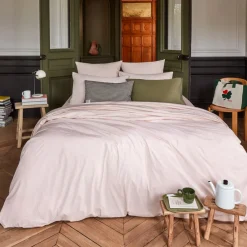 1700 COTEX Housse de couette en percale de coton - Rose des Sables