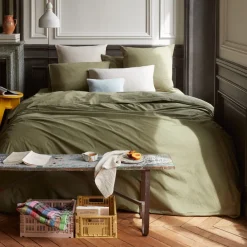 1700 COTEX Housse de couette en percale de coton - Vert Camouflage