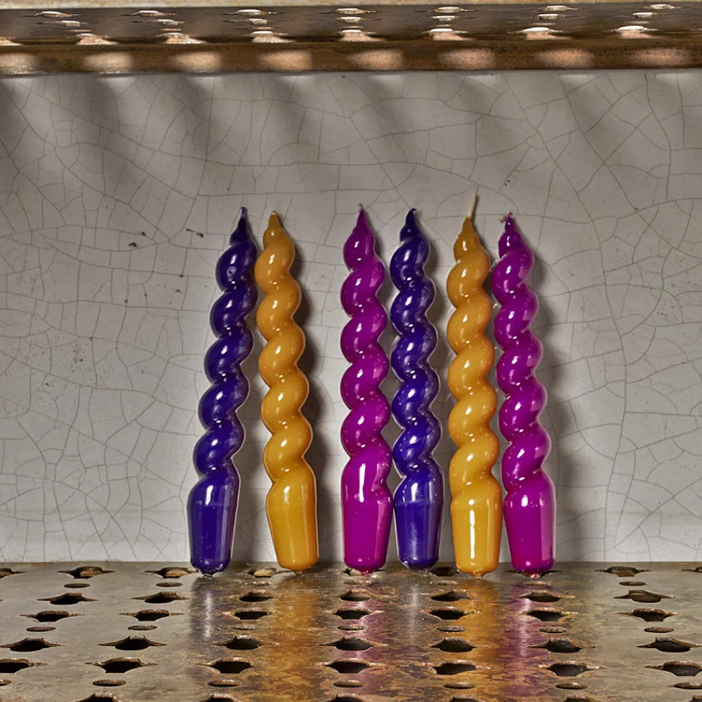 208 HAY Lot de 6 bougies Mix - Violet & Moutarde