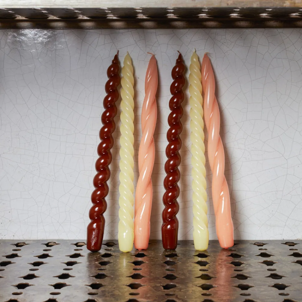 208 HAY Lot de 6 bougies Twist - Citron / Peche / Marron