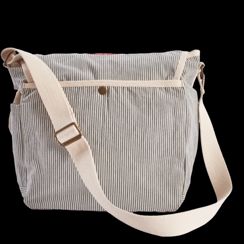 2102 VJ SOURCING Merci - Besace en canvas - Rayures Bleu
