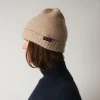 Women ST01 Merci - Bonnet en laine et cachemire - Beige & Rouge