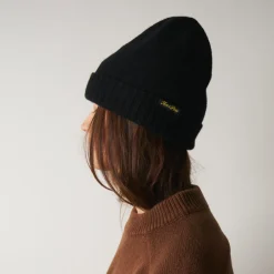 Women ST01 Merci - Bonnet en laine et cachemire - Noir & Jaune