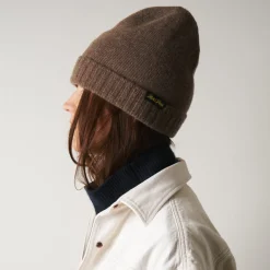 Women ST01 Merci - Bonnet en laine et cachemire - Marron & Jaune