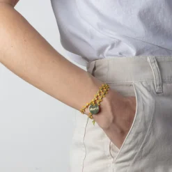 Women MERCI CAT JEMMAPES Merci - Bracelet médaille Jardin - Fleur Jaune