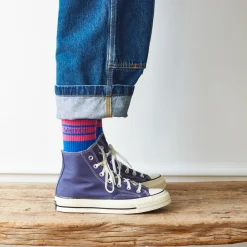 Women F01 Merci - Chaussettes à rayures - Bleu