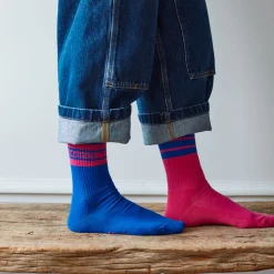Women F01 Merci - Chaussettes à rayures - Bleu