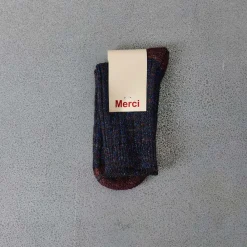 Women F01 Merci - Chaussettes Lulu - Marine & Bordeaux