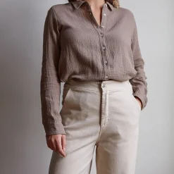 Women J01 Merci - Chemise en gaze de coton - Beige
