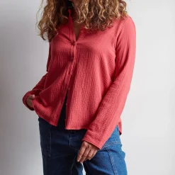 Women J01 Merci - Chemise en gaze de coton - Rouge