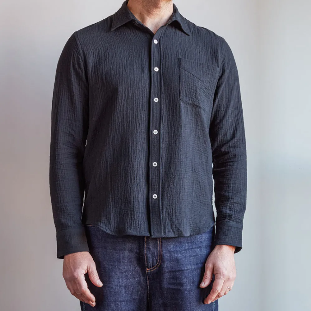 MERCI - Chemise Gaspard en gaze de coton - Gris Foncé