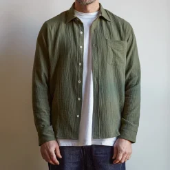 MERCI - Chemise Gaspard en gaze de coton - Vert