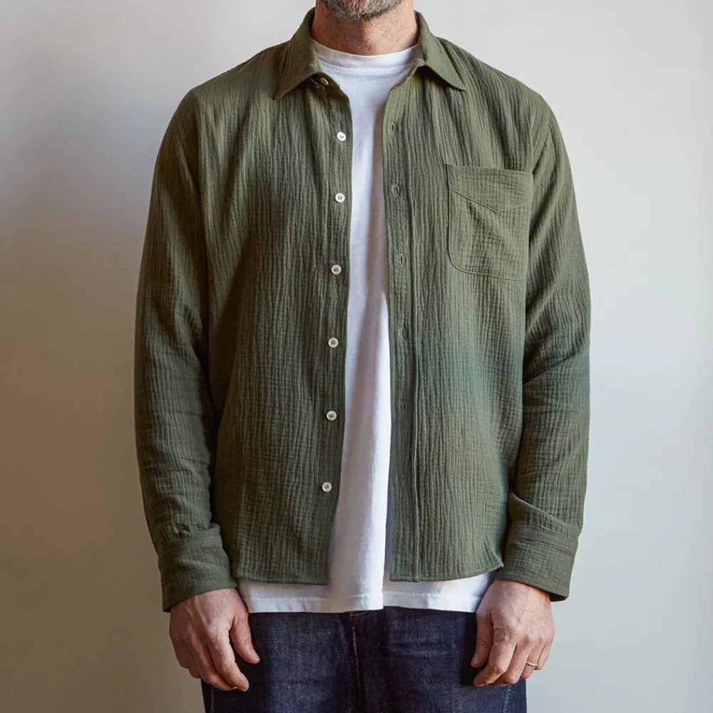 MERCI - Chemise Gaspard en gaze de coton - Vert