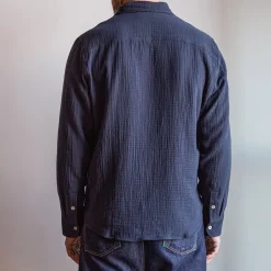MERCI - Chemise Gaspard en gaze de coton - Bleu Marine