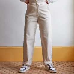 Women MERCI - Pantalon en coton - Craie